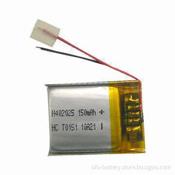 Rechargeable Li-po Battery with 3.7V Nominal Voltage and 150mAh Typical Capacity